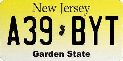 NJ license plate A39BYT