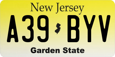 NJ license plate A39BYV