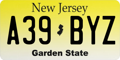 NJ license plate A39BYZ
