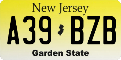 NJ license plate A39BZB