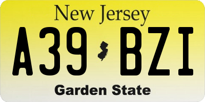NJ license plate A39BZI