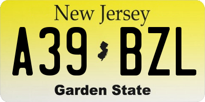 NJ license plate A39BZL