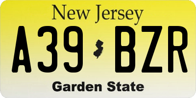 NJ license plate A39BZR