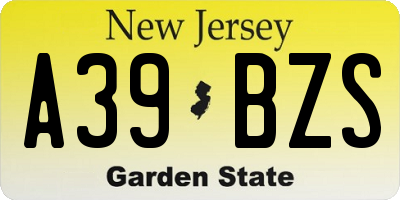 NJ license plate A39BZS