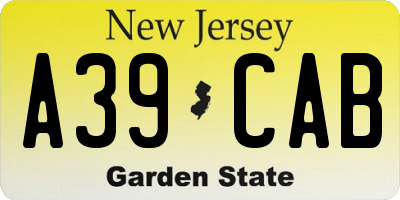 NJ license plate A39CAB