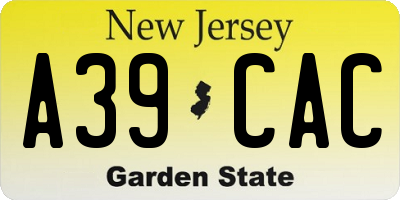 NJ license plate A39CAC