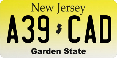 NJ license plate A39CAD