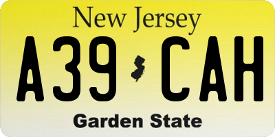 NJ license plate A39CAH