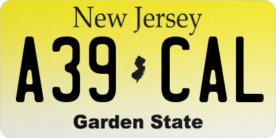 NJ license plate A39CAL