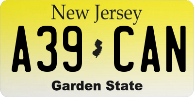 NJ license plate A39CAN