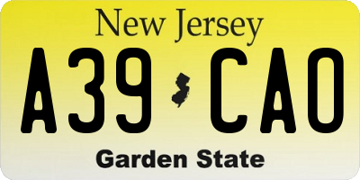 NJ license plate A39CAO