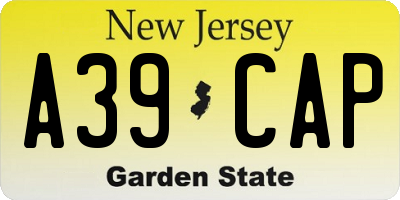 NJ license plate A39CAP