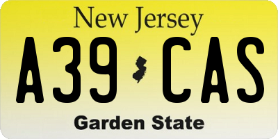NJ license plate A39CAS