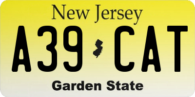 NJ license plate A39CAT