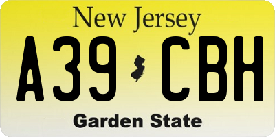 NJ license plate A39CBH