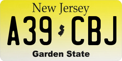 NJ license plate A39CBJ
