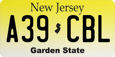 NJ license plate A39CBL