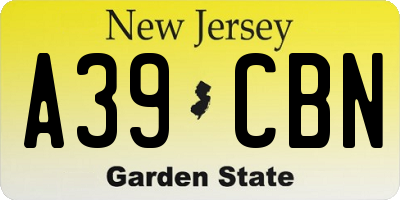NJ license plate A39CBN