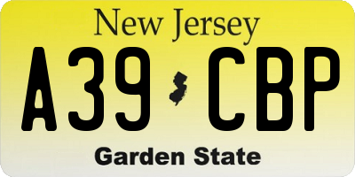 NJ license plate A39CBP