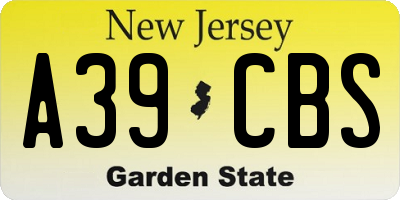 NJ license plate A39CBS