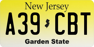 NJ license plate A39CBT