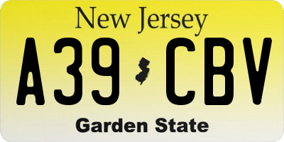 NJ license plate A39CBV