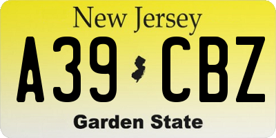NJ license plate A39CBZ