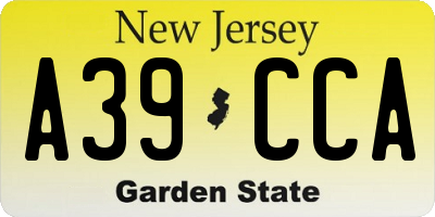 NJ license plate A39CCA