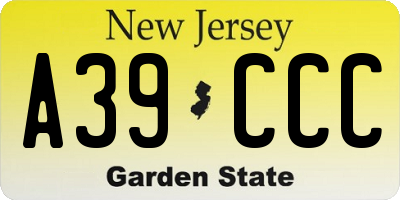 NJ license plate A39CCC