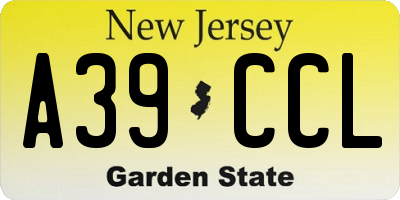 NJ license plate A39CCL