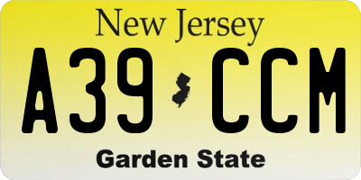 NJ license plate A39CCM