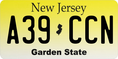 NJ license plate A39CCN