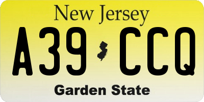 NJ license plate A39CCQ