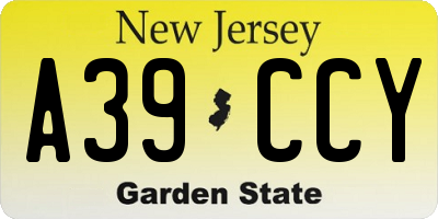 NJ license plate A39CCY