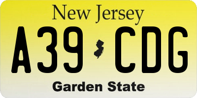 NJ license plate A39CDG