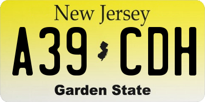 NJ license plate A39CDH