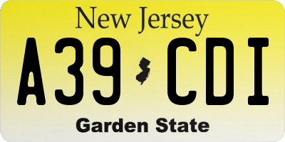 NJ license plate A39CDI