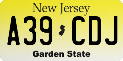NJ license plate A39CDJ