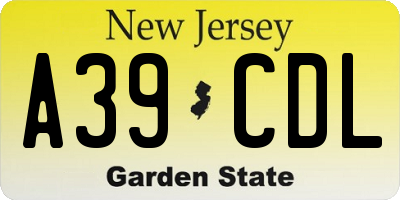 NJ license plate A39CDL