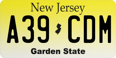 NJ license plate A39CDM