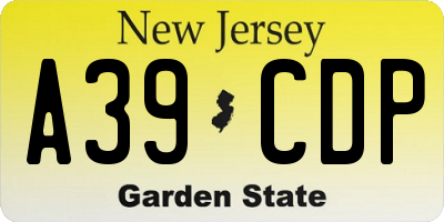 NJ license plate A39CDP
