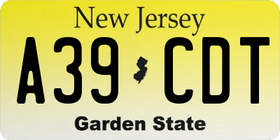 NJ license plate A39CDT