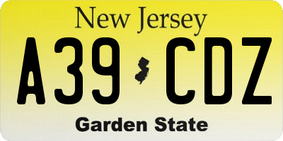 NJ license plate A39CDZ