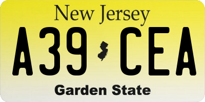 NJ license plate A39CEA