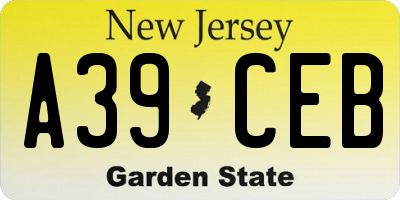 NJ license plate A39CEB