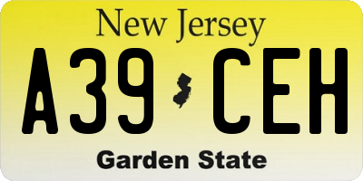 NJ license plate A39CEH