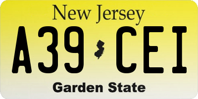 NJ license plate A39CEI