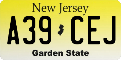 NJ license plate A39CEJ