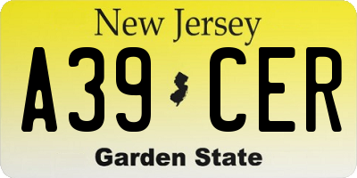 NJ license plate A39CER