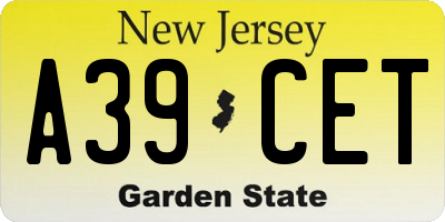 NJ license plate A39CET